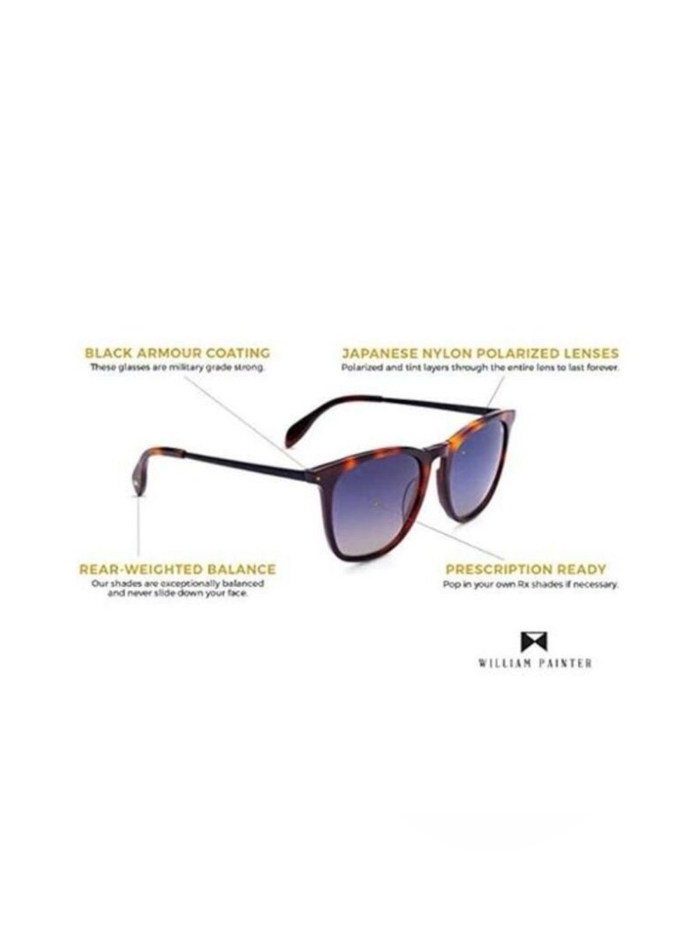 William Painter The Oasis Titanium Polarized Sunglasses Tortoise/Black Uv400 View 4